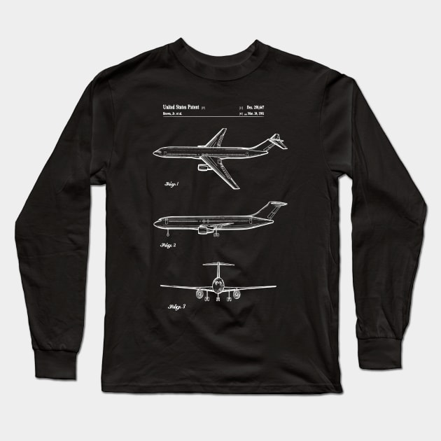 Boeing 777 Airliner Patent Blueprint Long Sleeve T-Shirt by MadebyDesign